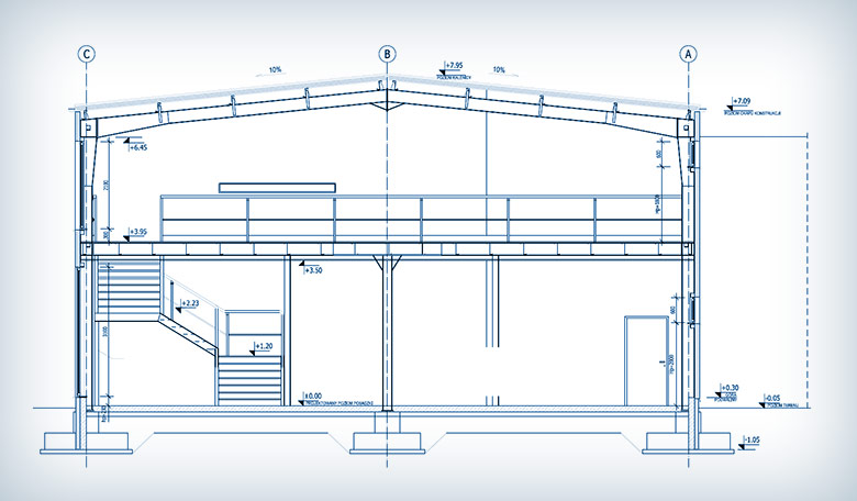 Projektowanie konstrukcji hali magazynowo-serwisowej w Mysłakowicach